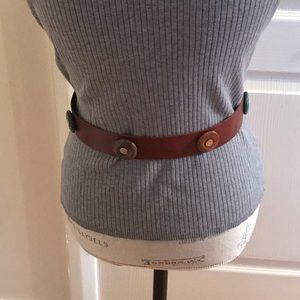 Unique specialty fashion leather belt with natural stone accents